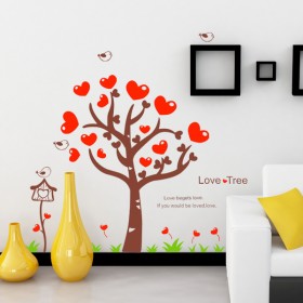 Red Heart Love Tree Wall Stickers